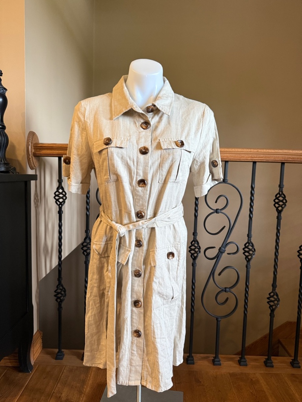 Promesa linen blend belted dress